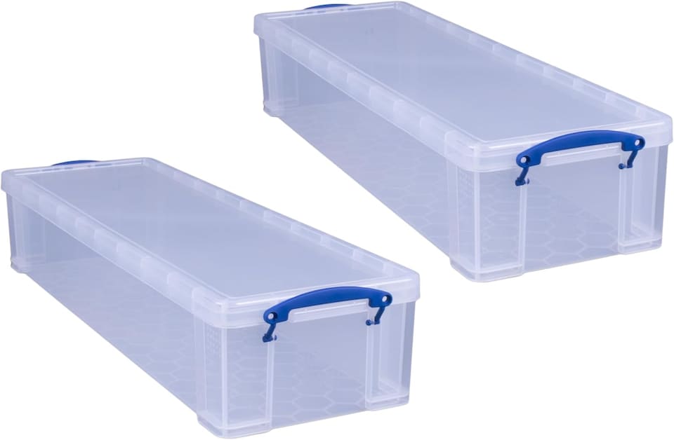 image 1 of Really Useful Plastic Storage Box 22 Litre CLEAR Pack of 2