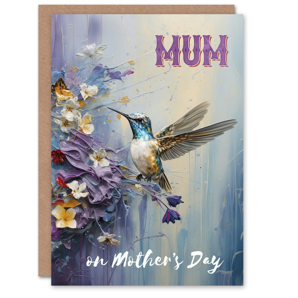 image 1 of Mothers Day Card Floral Hummingbird Mum Card