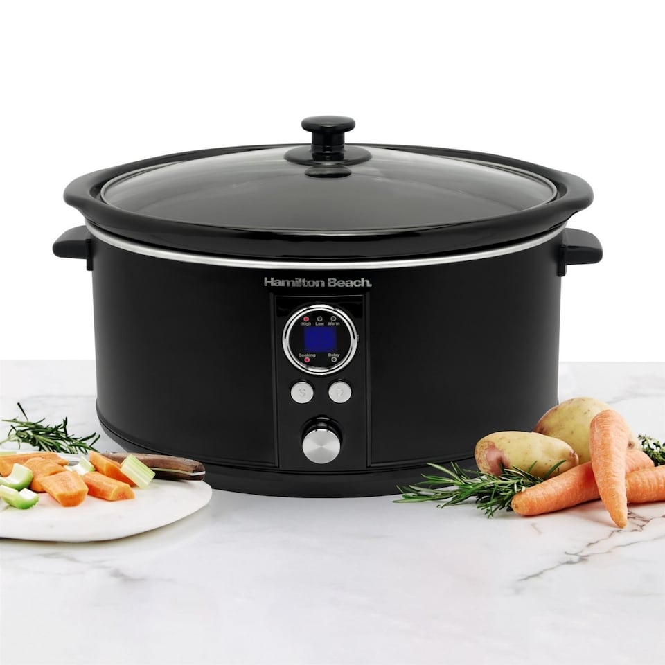 image 1 of Hamilton Beach 6.5L Digital Oval Slow Cooker Black