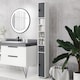 image 2 of kleankin 180cm Tall Bathroom Cabinet, Slim Bathroom Storage Cabinet with 4 Open Shelves, 2 Door Cupboards and Adjustable Shelves, White and Grey