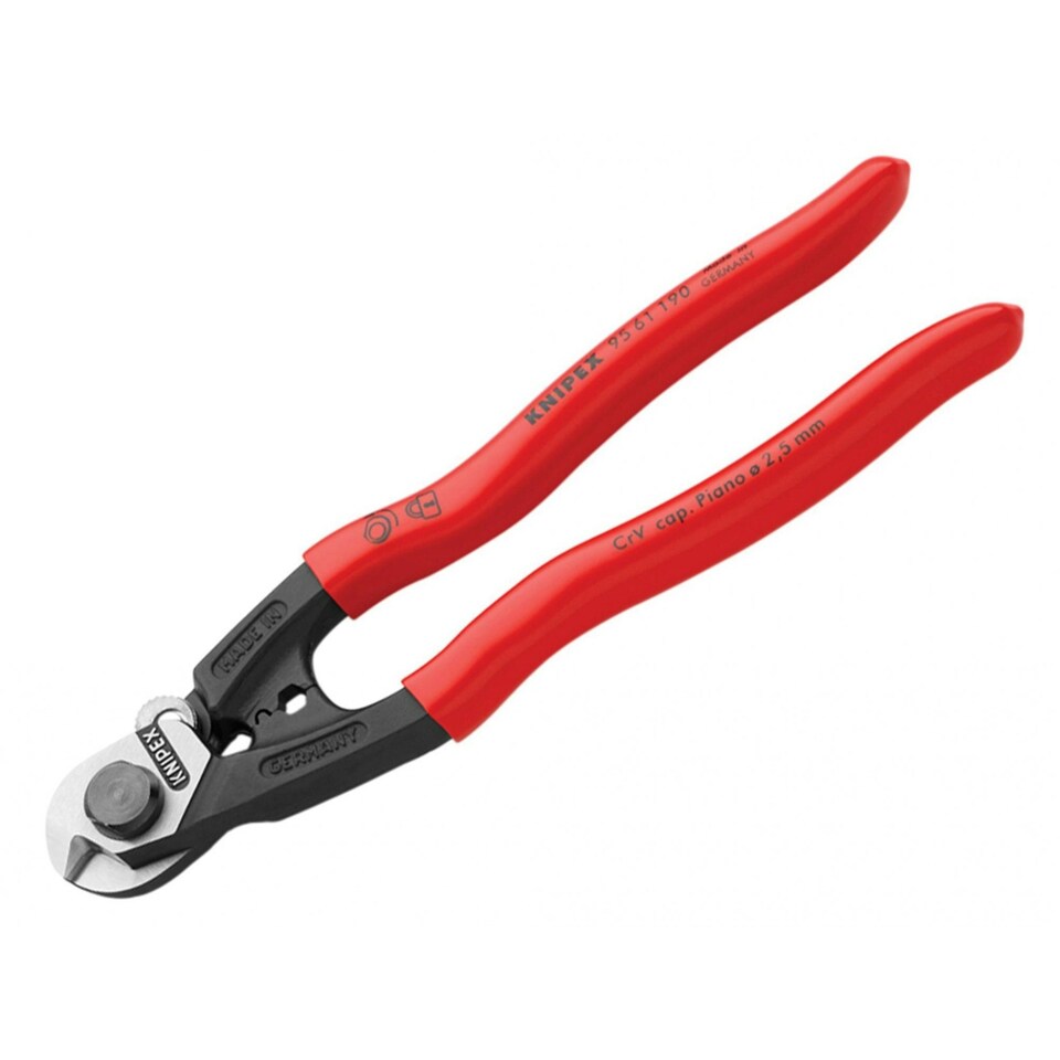 Knipex 95 Series Wire Rope Cutters - Multi Colour - PVC Grips, 190mm