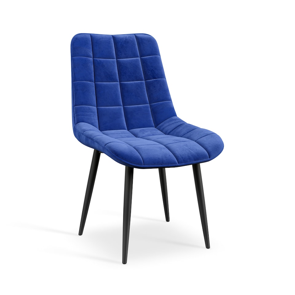 image 1 of Set of 8 Nova Modern Velvet Dining Chair Padded Seat Metal Legs (Blue) | Blue | Blue | One Size