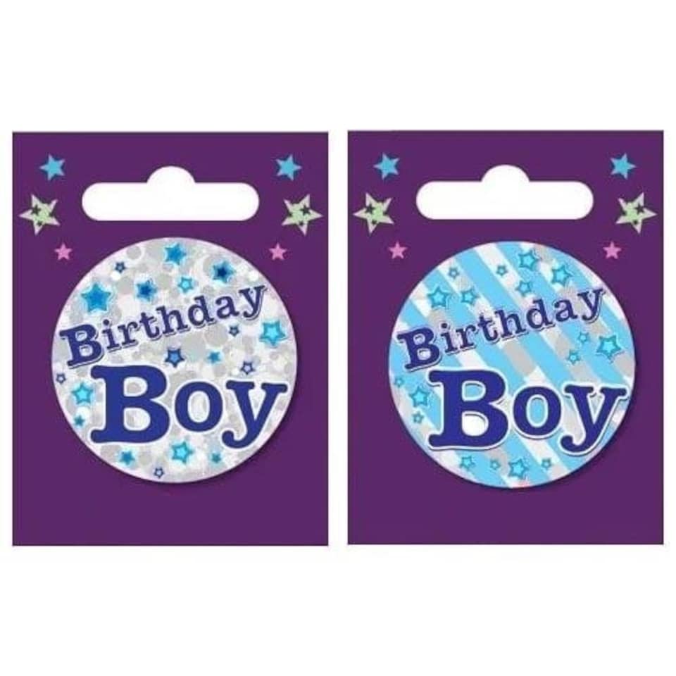 Assorted Birthday Boy Small Badge 6cm