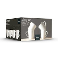 Carnaby White Porcelain Mugs Set of 4 Ceramic Coffee & Tea Kitchen Mug Gift Sets | White | 4
