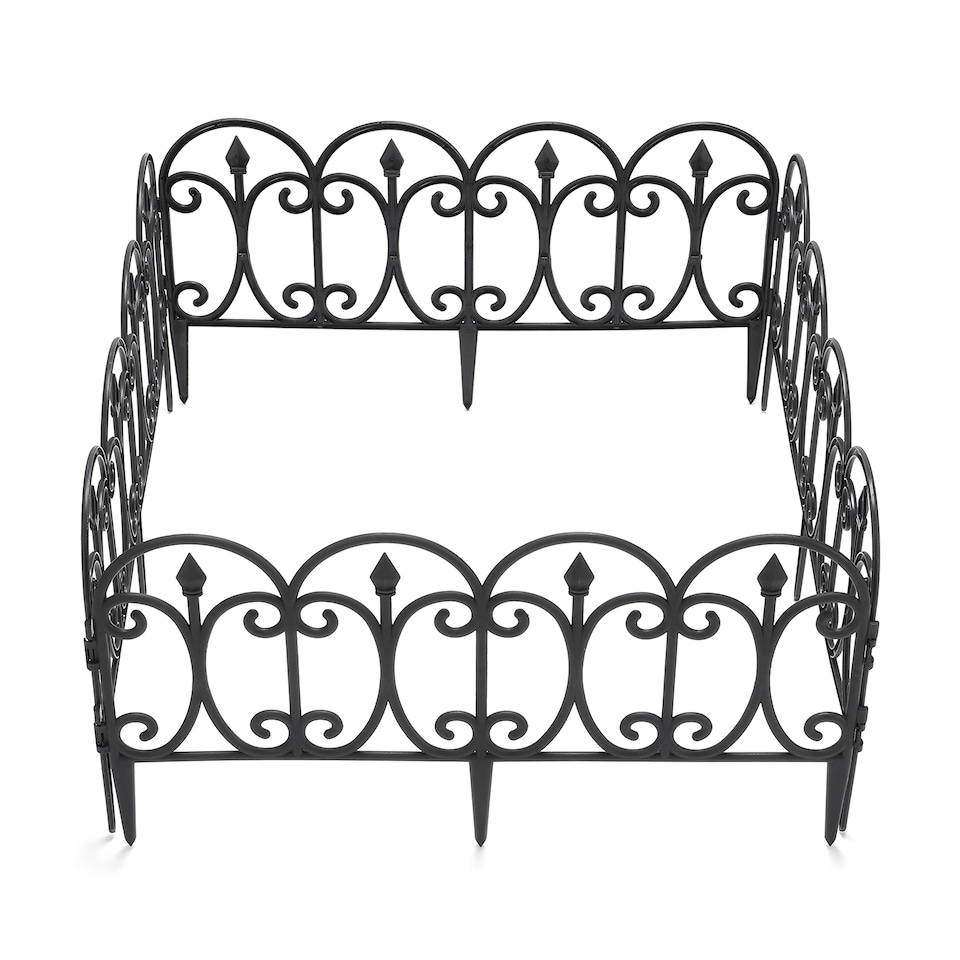image 1 of Living and Home 6Pcs Outdoor Fence Panels, Garden Border Edging Fence for Yard, Lawn & Landscaping | Black | 60cm W x 33cm H