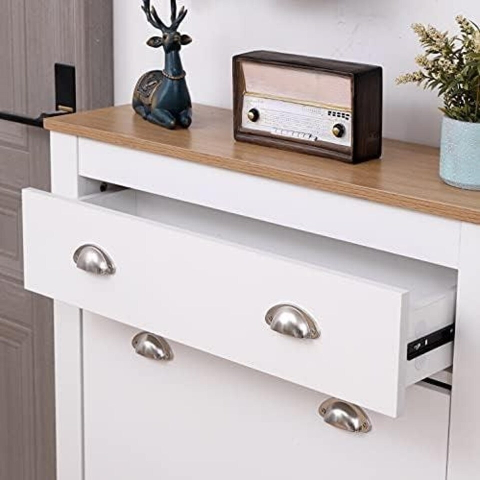 image 1 of Shoe Storage Cabinet with Flip Drawers & Top Drawer Space-Saving Organizer for Entryway & Bedroom White