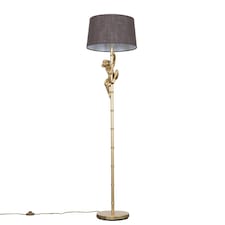 ValueLights George Monkey Hanging Modern Gold Floor Lamp Grey Shade | Grey