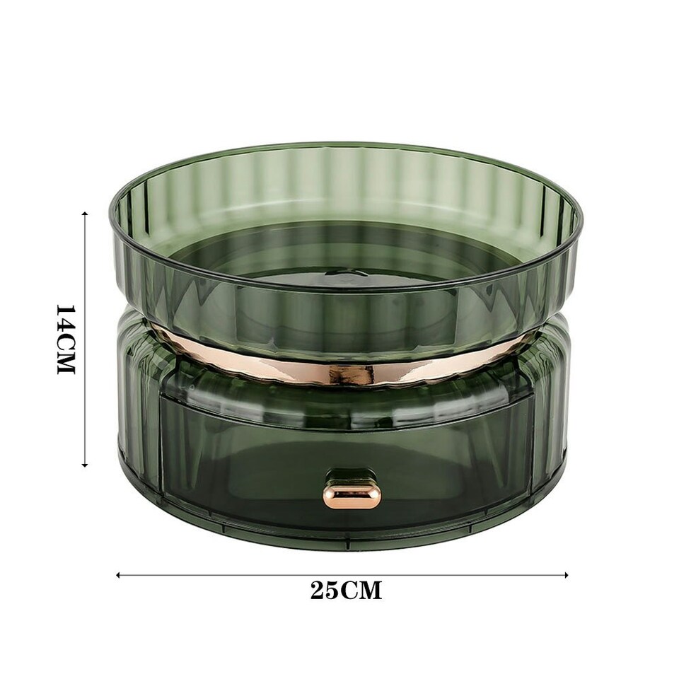 image 1 of Living and Home 360° Rotating Makeup Organizer with Drawer,Green