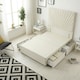image 1 of Sunburst Divan Bed with 4 Drawers & 54'' Floor Standing Headboard Plush Velvet | Cream | Ivory