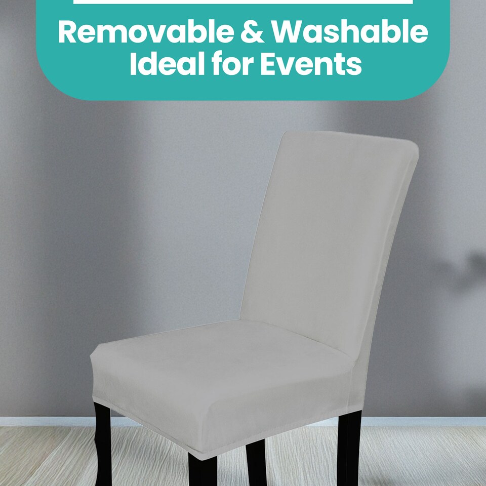 image 1 of Velvet Dining Chair Covers, Spandex High-Back Chair Slipcovers - 220GSM