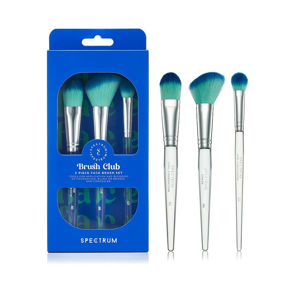 image 1 of Spectrum Brush Club 3pc Blue Brush Set for Makeup Application
