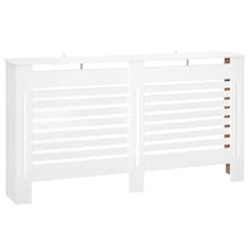 HOMCOM Radiator Cover, Modern MDF White Painted Cabinet with Horizontal Slats for Living Room, Bedroom, 172L x 19W x 81H cm
