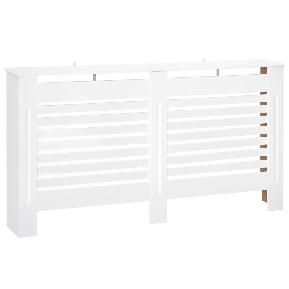 image 1 of HOMCOM Radiator Cover, Modern MDF White Painted Cabinet with Horizontal Slats for Living Room, Bedroom, 172L x 19W x 81H cm