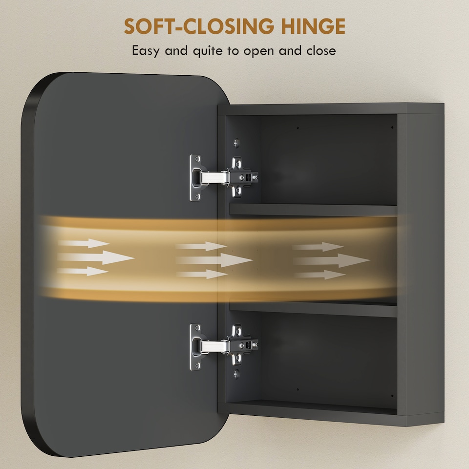 image 1 of HOMCOM Wall Mounted Bathroom Cabinet with Mirror Adjustable Shelves | Black | Black | 40.2 x 10.2 x 50.9 cm
