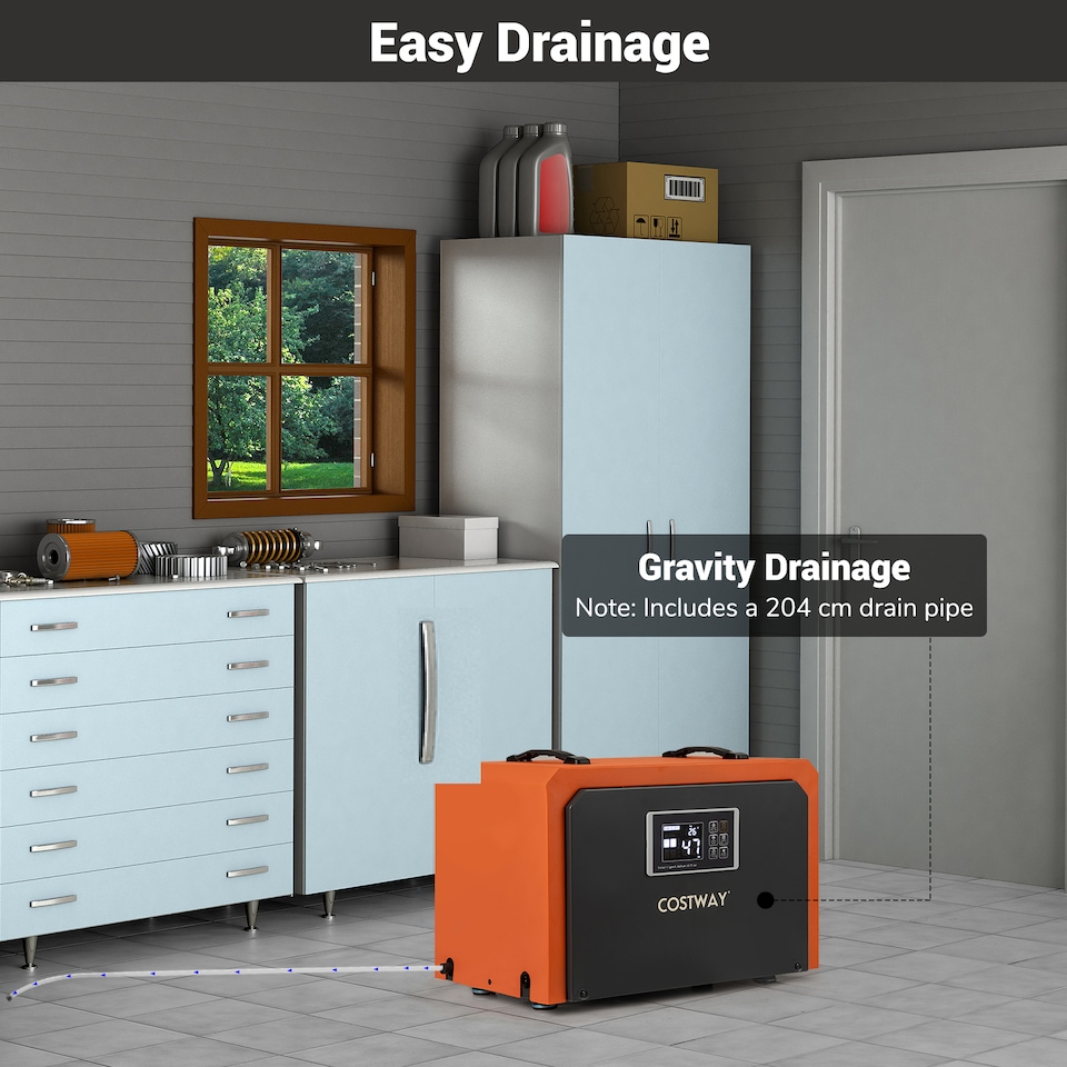 image 1 of COSTWAY 60L Crawl Dehumidifier Commercial Orange