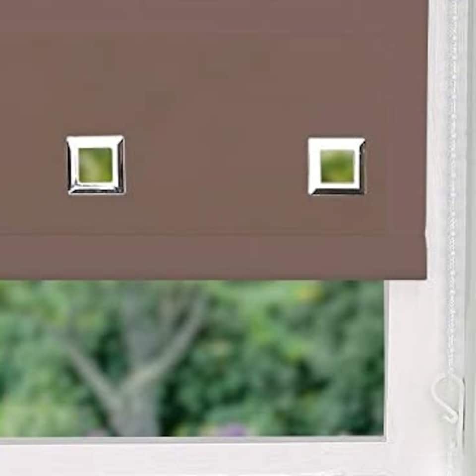 image 1 of 130cm Mocha Square Eyelet Edge Roller Blind | Brown | Brown