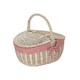 image 2 of White Wash Finish Oval Wicker Basket with Lining Red | Red And White Checked | One Size