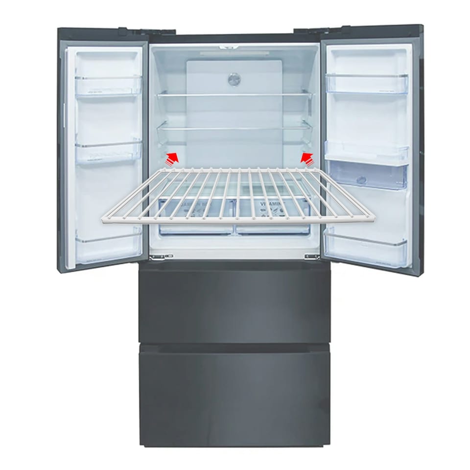 image 1 of SPARES2GO Universal Large Fridge Freezer Shelf Adjustable White Plastic Coated Extendable (Pack of 2 Shelves) White