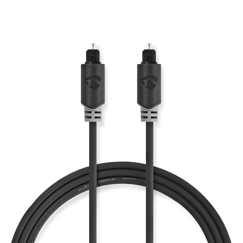 image 1 of Nedis 1m Digital Audio Optical TosLink SPDif Cable, Optical Male to Optical Male - Anthracite