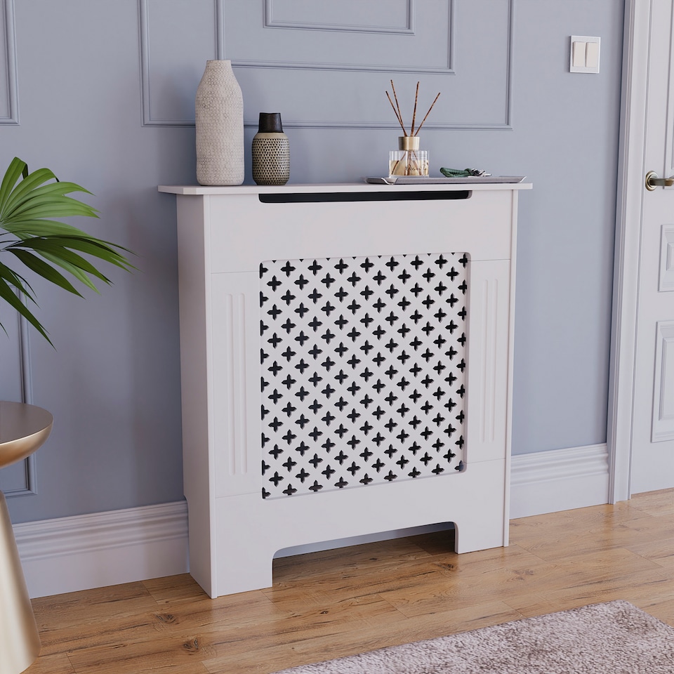 image 1 of Vida Designs Oxford Radiator Cover Painted MDF Cabinet, White, 78cm