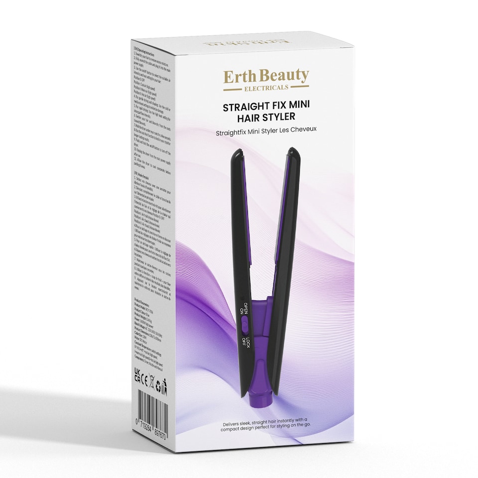 image 1 of Erth Skin London Straight Fix Mini Hair Styler Black