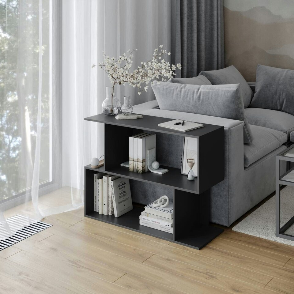 image 1 of 2-Tier Wooden Irregular Storage Unit - 80 cm Brown | Oak
