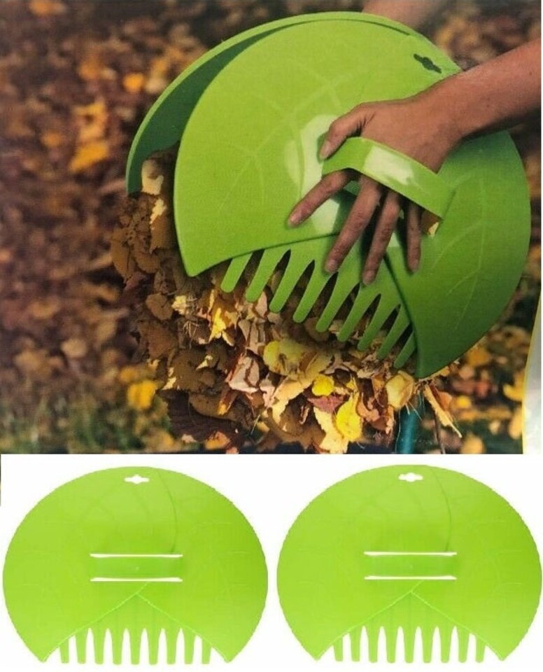 image 1 of 2Pc Large Garden Leaf Grabber Handheld Collector Grabs Gather Leaves Cleaning