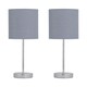 image 1 of First Choice Lighting Set of 2 Chrome Touch Operated Table Lamp with Grey Cotton Shades Chrome | Grey