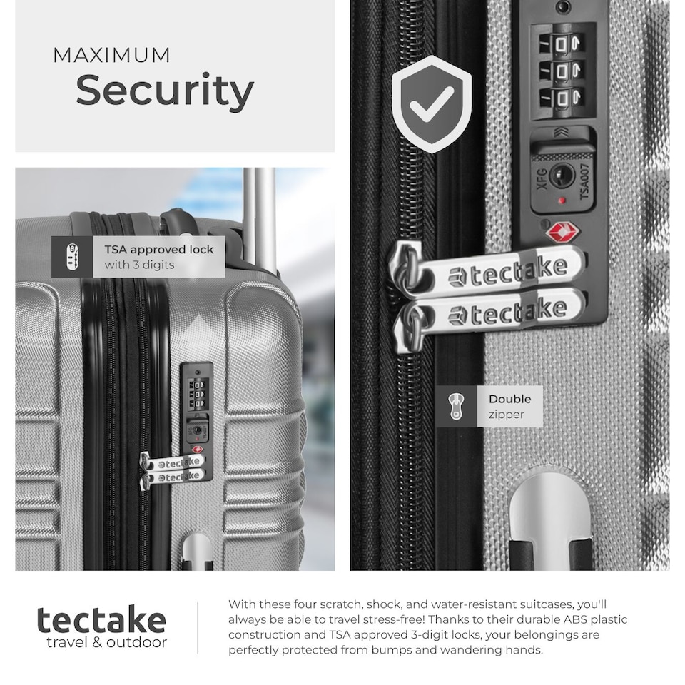 image 1 of Suitcase Set of 4 ABS Hard Shell Luggage Travel Trolley 4 Wheel Lightweight Telescopic Handle | Silver | grey | 1