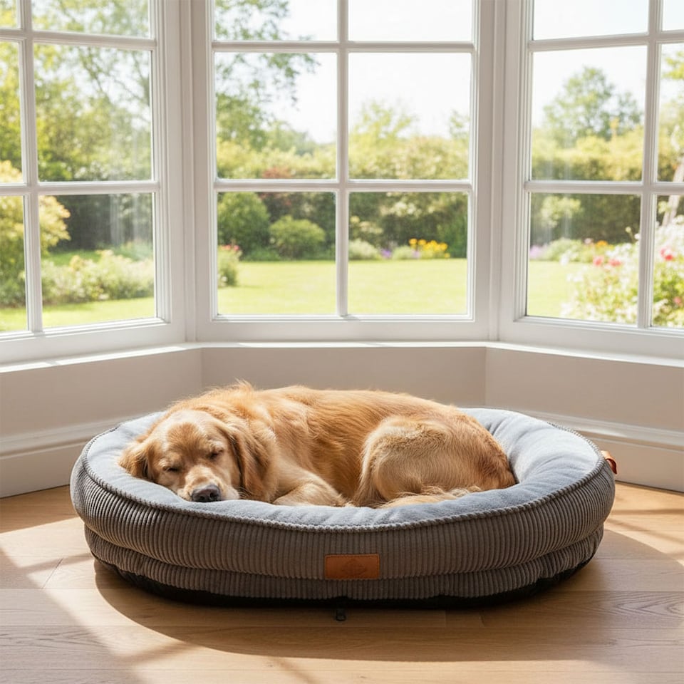 image 1 of Living and Home Washable Bolster Pet Bed with Removable Cover for Cats & Dog | Multi | Grey | M
