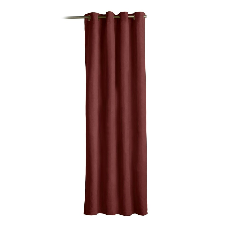 image 1 of Velvet Chenille Thermal Fleece Lined Single Ring Top Door Curtain - 137cm x 213cm - Red