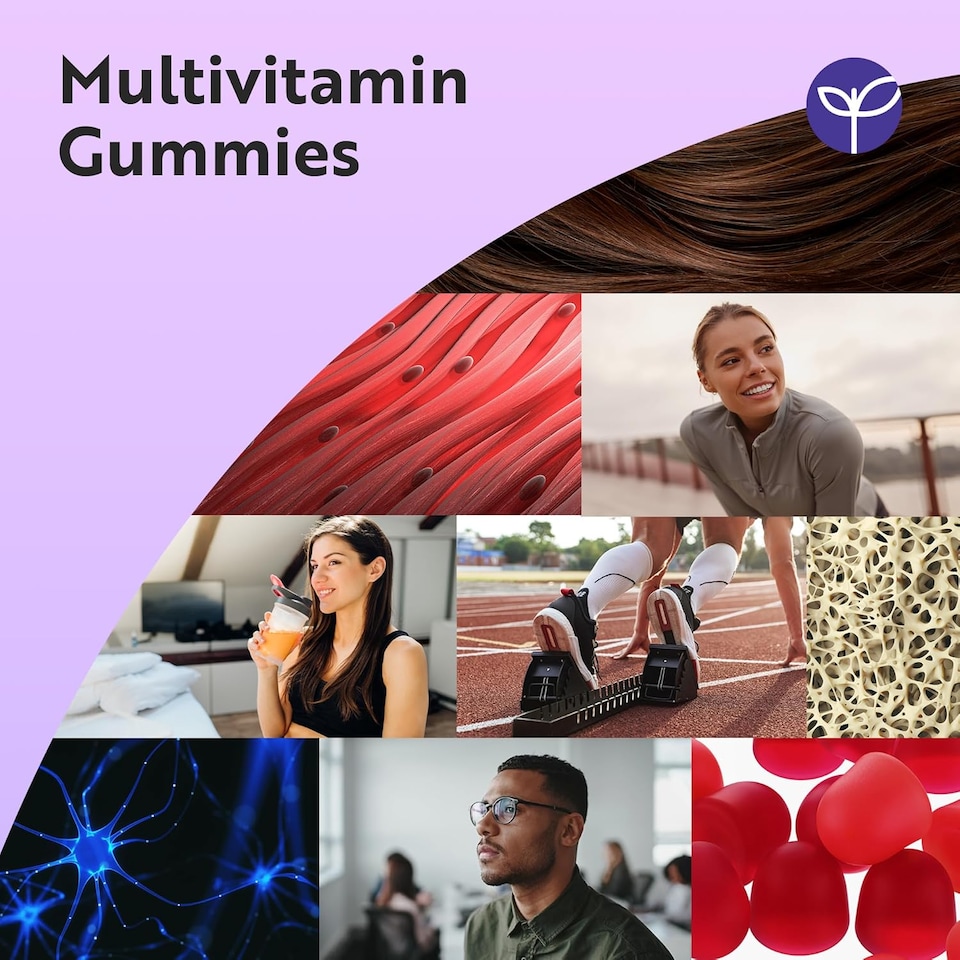 image 1 of Nutravita Vegan Multivitamin Gummies with 14 Vitamins & Minerals incl. Vitamin C D3 B12 Biotin Zinc - 60 Berry Flavour Chewable Adult Multivitamins