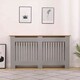 image 5 of Oypla Large Grey Wooden Slatted Grill Radiator Cover MDF Cabinet