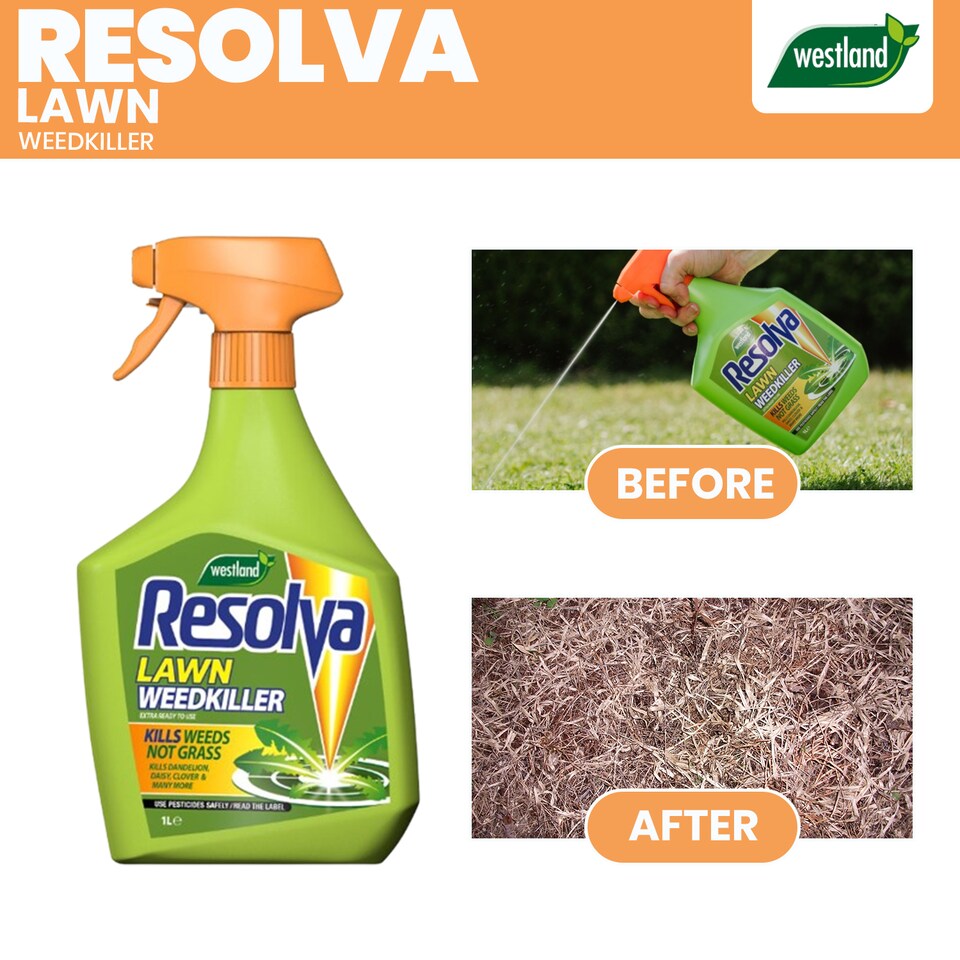 image 1 of Resolva Lawn Weedkiller Extra Ready to Use 1L Broadleaf Weed Control Glyphosate Free | Yellow