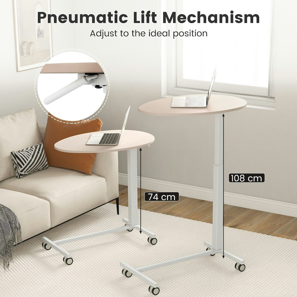 image 1 of COSTWAY Mobile Standing Desk Height Adjustable Rolling Desk N/A