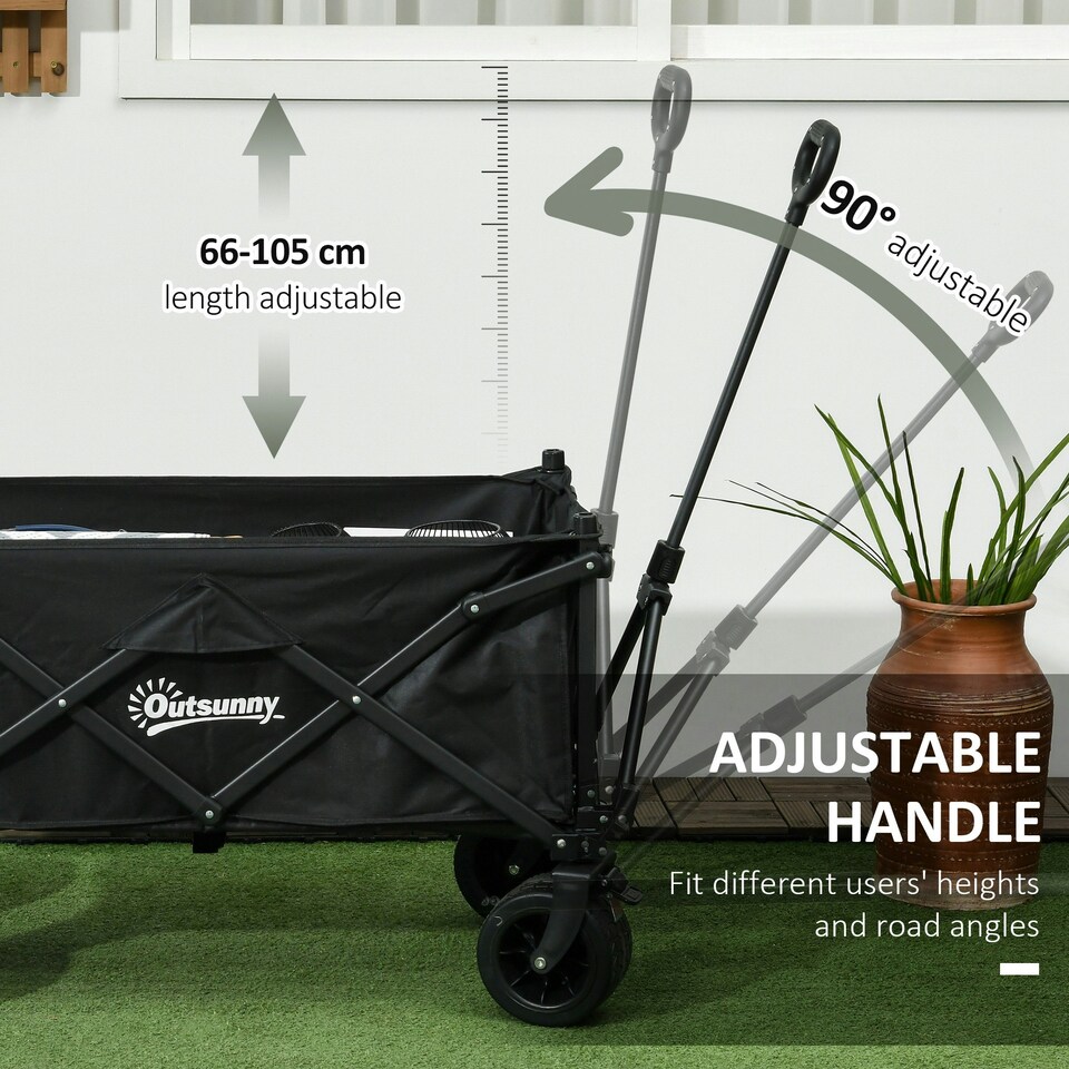 image 1 of Outsunny Foldable Garden Cart, Outdoor Utility Wagon with Carry Bag, Camouflage