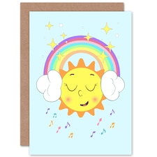Rainbow Headphones Musical Sun Kids Birthday Child Kids Card