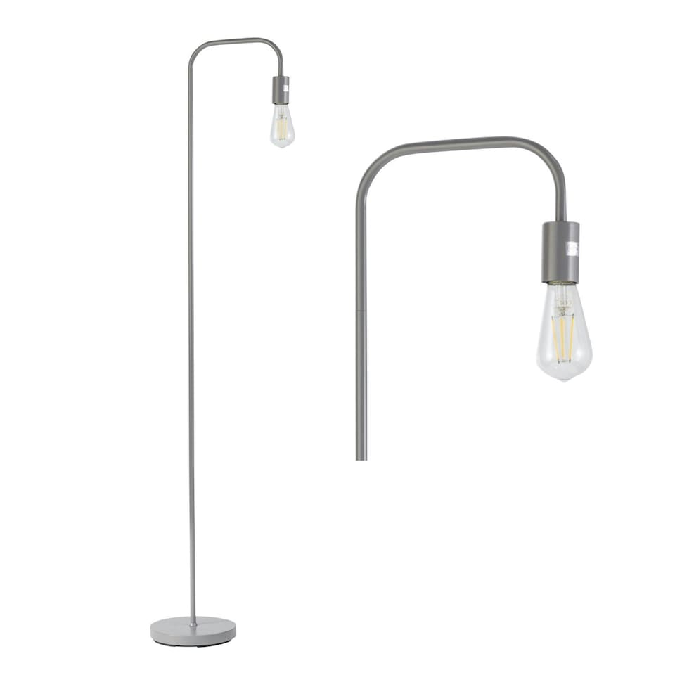 image 1 of Leroy - Grey 151cm Exposed Bulb Floor Lamp Grey