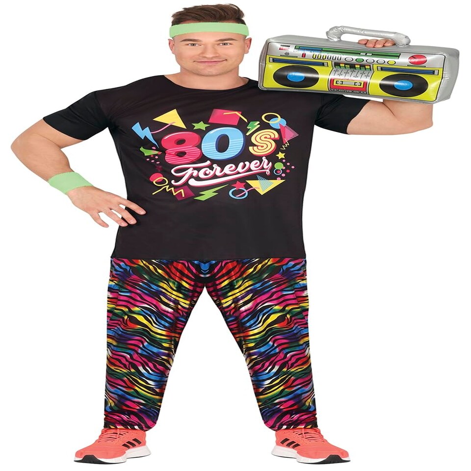 image 1 of Fancy Dress Adult Rainbow 80S Lover - M