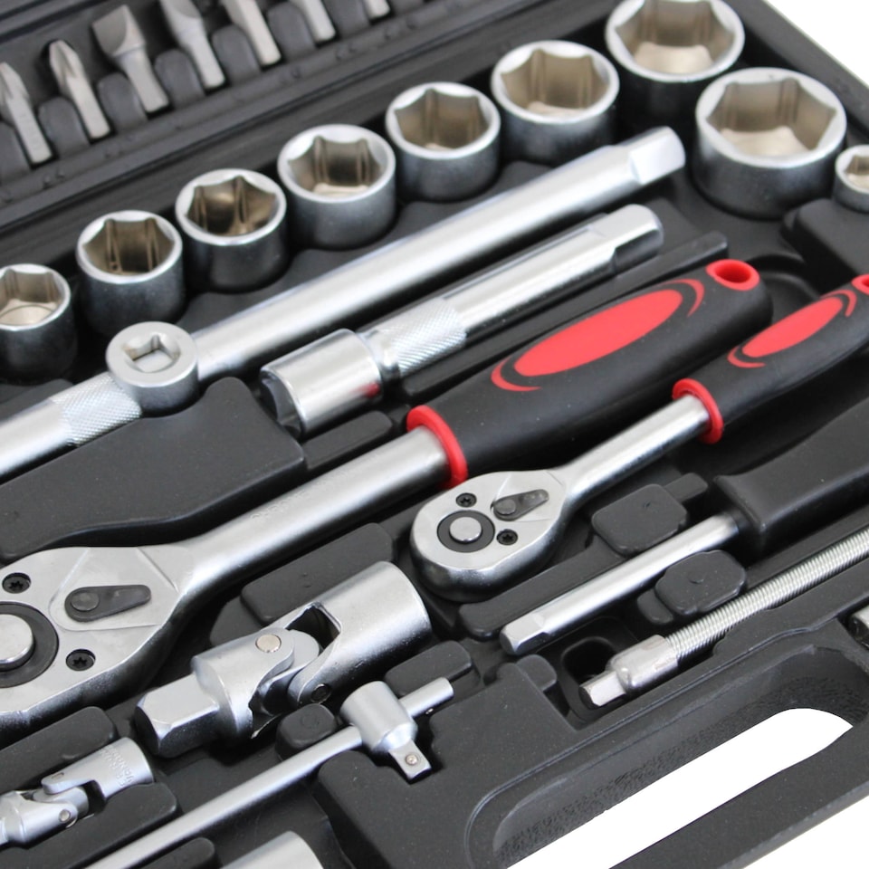 image 1 of 94pc Socket Ratchet Screwdriver Bit Set with Case