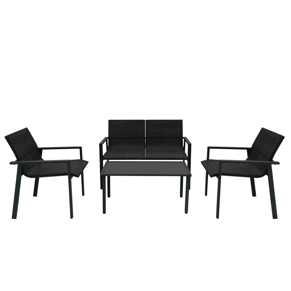 image 1 of Rattan Patio Furniture Set - Black