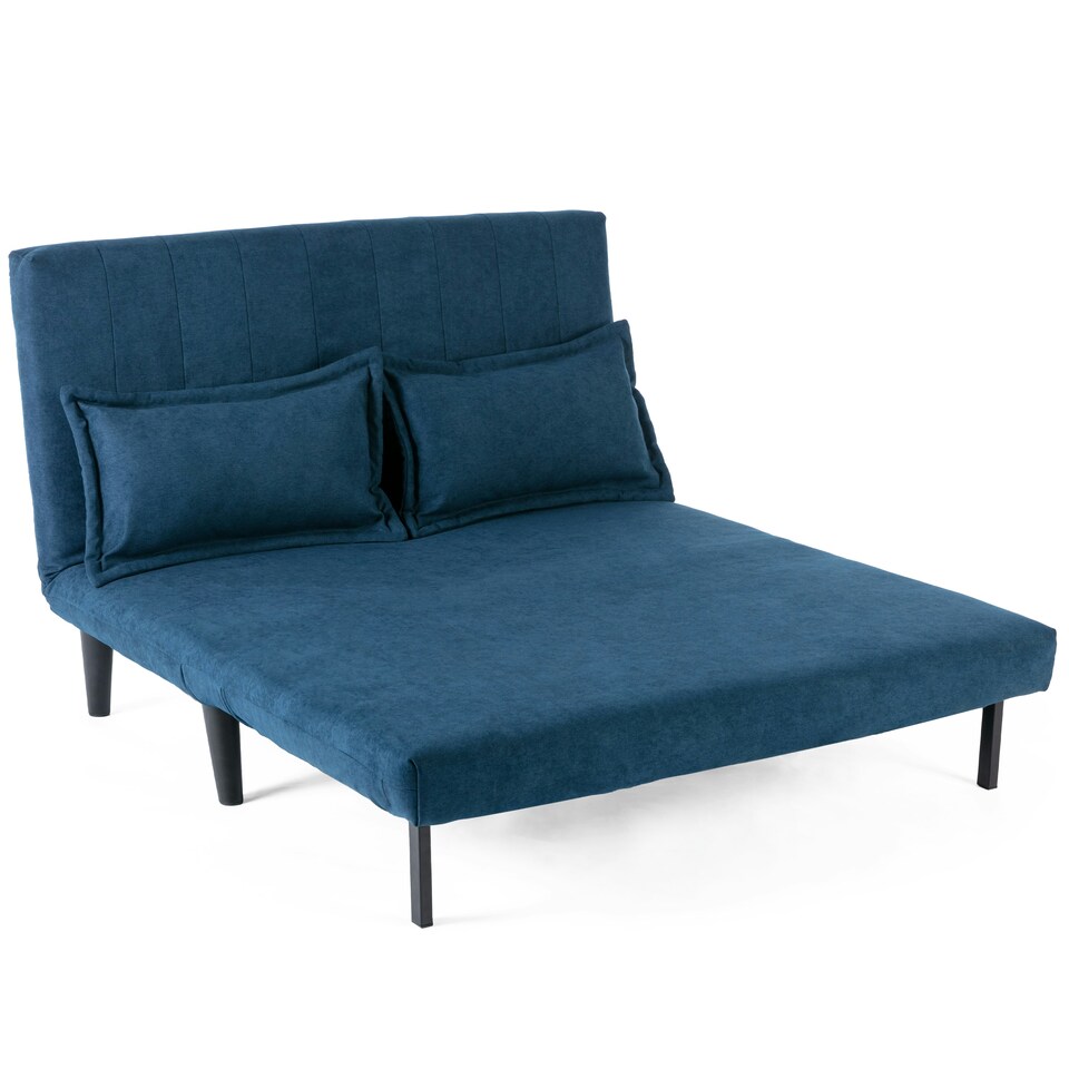image 1 of Harper 2 Seater Folding Clic Clac Fabric Lounge Futon Sofa Bed (Blue)