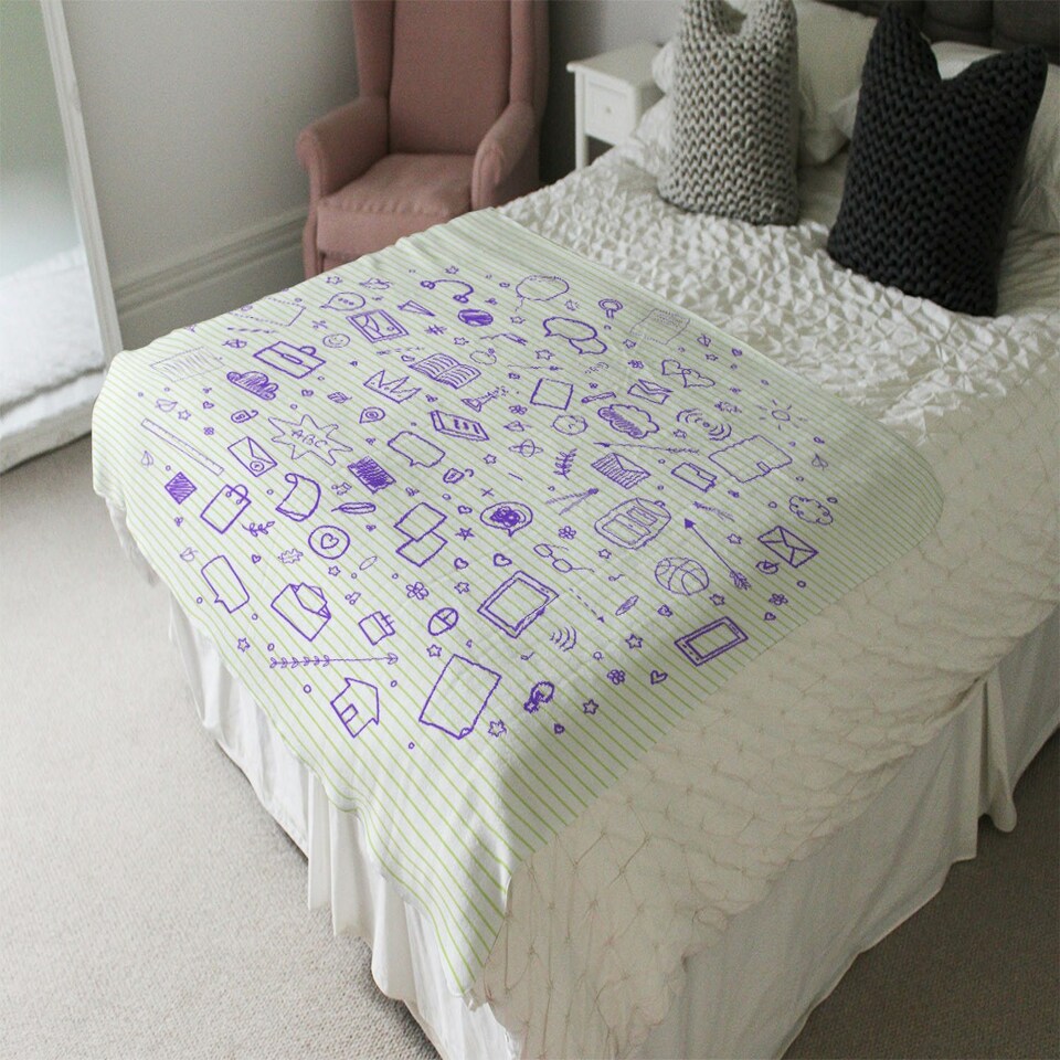 image 1 of Abstract line pattern with school supplies (Blanket)
