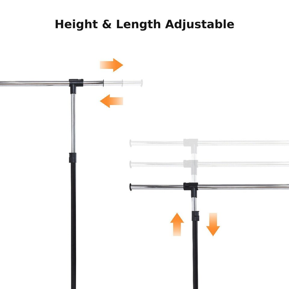 image 1 of COSTWAY Single Rail Garment Drying Rack Metal Clothes Rail