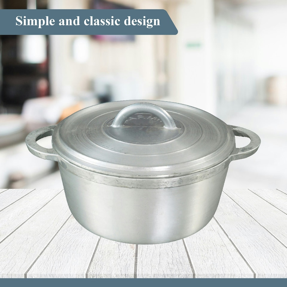 image 1 of Buckingham Grounded Aluminium Dutch Oven Pot Casserole Dish 20 cm / 2 Litre Silver