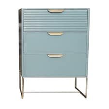 3 Drawer Bedside Table - Wood - L24 x W30 x H64 cm - Green