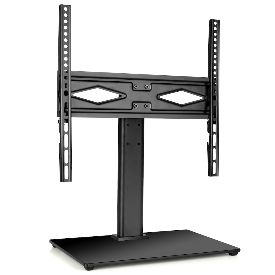 image 1 of Futura 24-60 Inch Universal TV Table Stand, Swivel & Height Adjustable 45kg Load Black