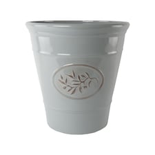 JSH Olive Planter 75L Ceramic Look Round Plastic Flower Pot Frost & UV Resistant 30cm Round - Grey