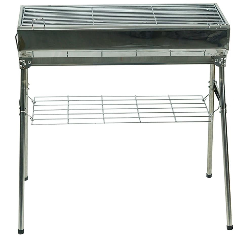 image 1 of Portable BBQ Charcoal Barbecue Grill Folding Stainless Steel Stove Garden Picnic