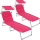 image 1 of Sun Loungers Set of 2 - foldable, sunroof, 4-step backrest, head cushion | Pink | pink | 2